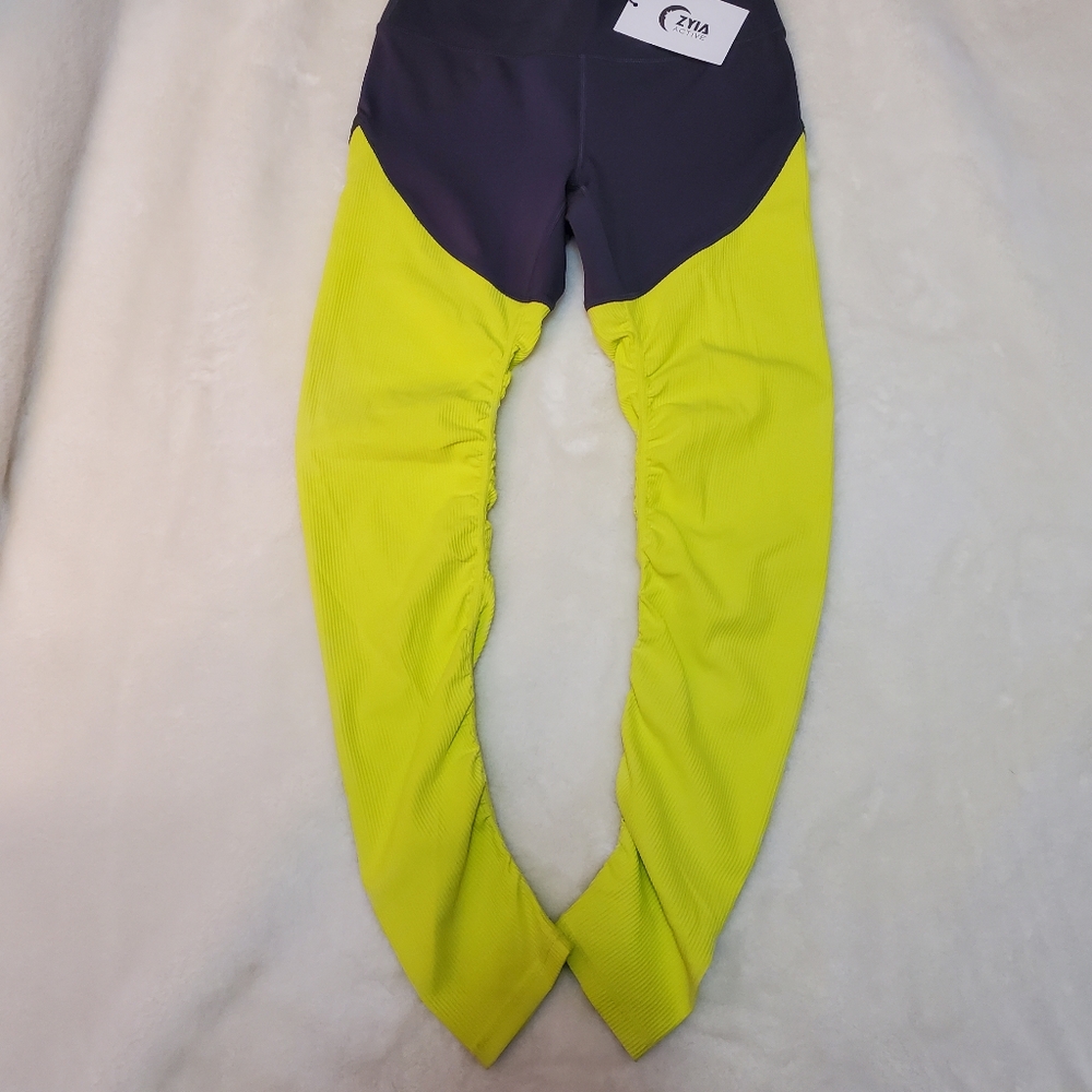 New Zyia Neon Yellow Parallel Luxe Hi-Rise 7/8 24" Size 4 - Picture 5 of 14